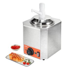 comVEVOR Electric Cheese Dispenser with Pump, 2.3 Qt Commercial Hot Fudge Warmer, Plastic Pump Dispenser