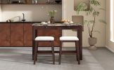 TREXM 5-Piece Modern Faux Marble Versatile Bar Table Set with Storage Drawers and Padded Stools