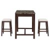 TREXM 5-Piece Modern Faux Marble Versatile Bar Table Set with Storage Drawers and Padded Stools