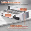 VEVOR 6-Pan Commercial Food Warmer, 6 x 12QT Electric Steam Table with Tempered Glass Cover